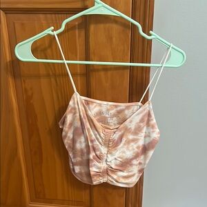 Aeropostale Peach and White Tie-Dye Camisole
